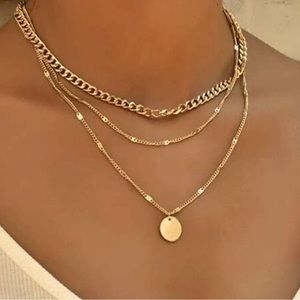 2/$10 Gold Tone Trendy Fashion 3 Lengths of Necklaces in one